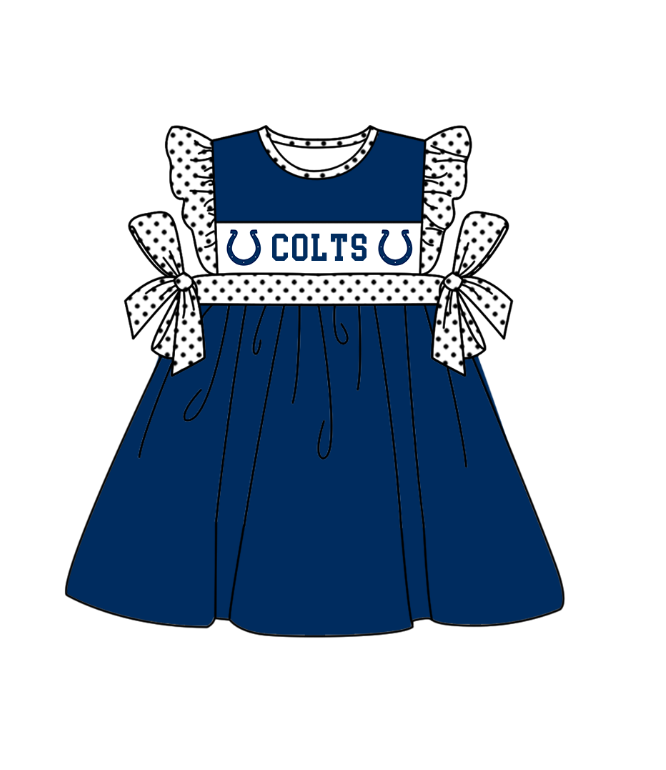 CUSTOM MOQ 5 Sibling Baby Kids Dark Blue Polka Dots Top Shorts Clothes Set Knee Length Dress Rompers