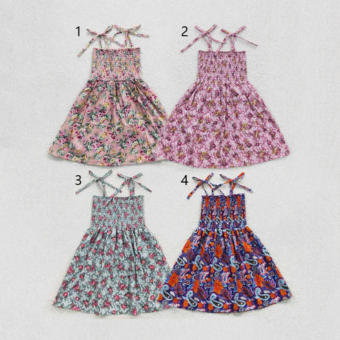 11.8 RST Sibling Baby Girls Strap Colorful Floral Print Knee Length Dresses