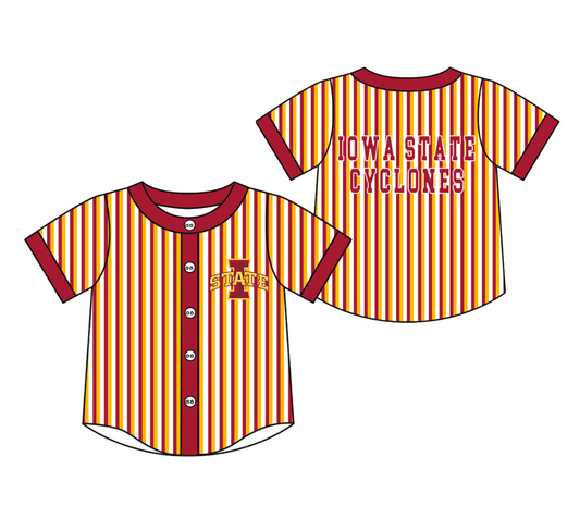 CUSTOM MOQ 5 Cute Kids Clothing Baby Kids Red Orange Stripe Short Sleeve Team T-shirts Top