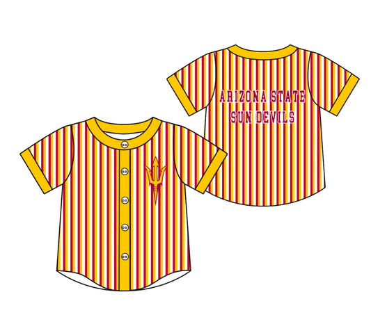 3.5 CUSTOM MOQ 5 Cute Kids Clothing Baby Kids Yellow Red Stripe Short Sleeve Team T-shirts Top