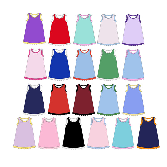 4.3 Pre order No Moq Baby Girls Sleeveless Scallop Knee Length Dresses