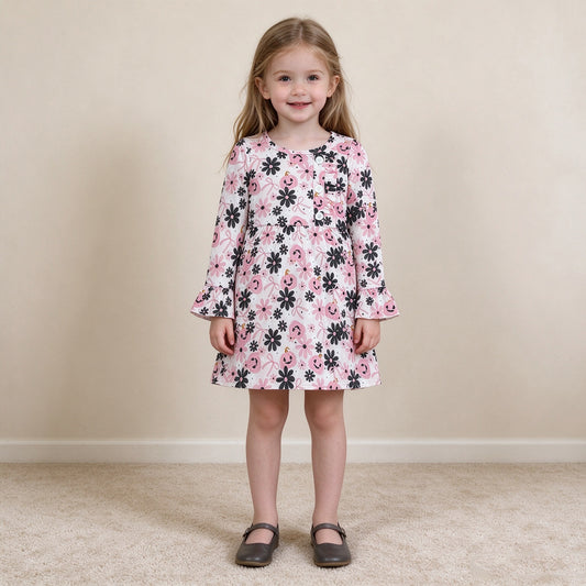 RTS NO MOQ （In stock）milk silk GLD1637 Baby Girls Ghosts Pumpkins Flowers Button Halloween Knee Length Dresses