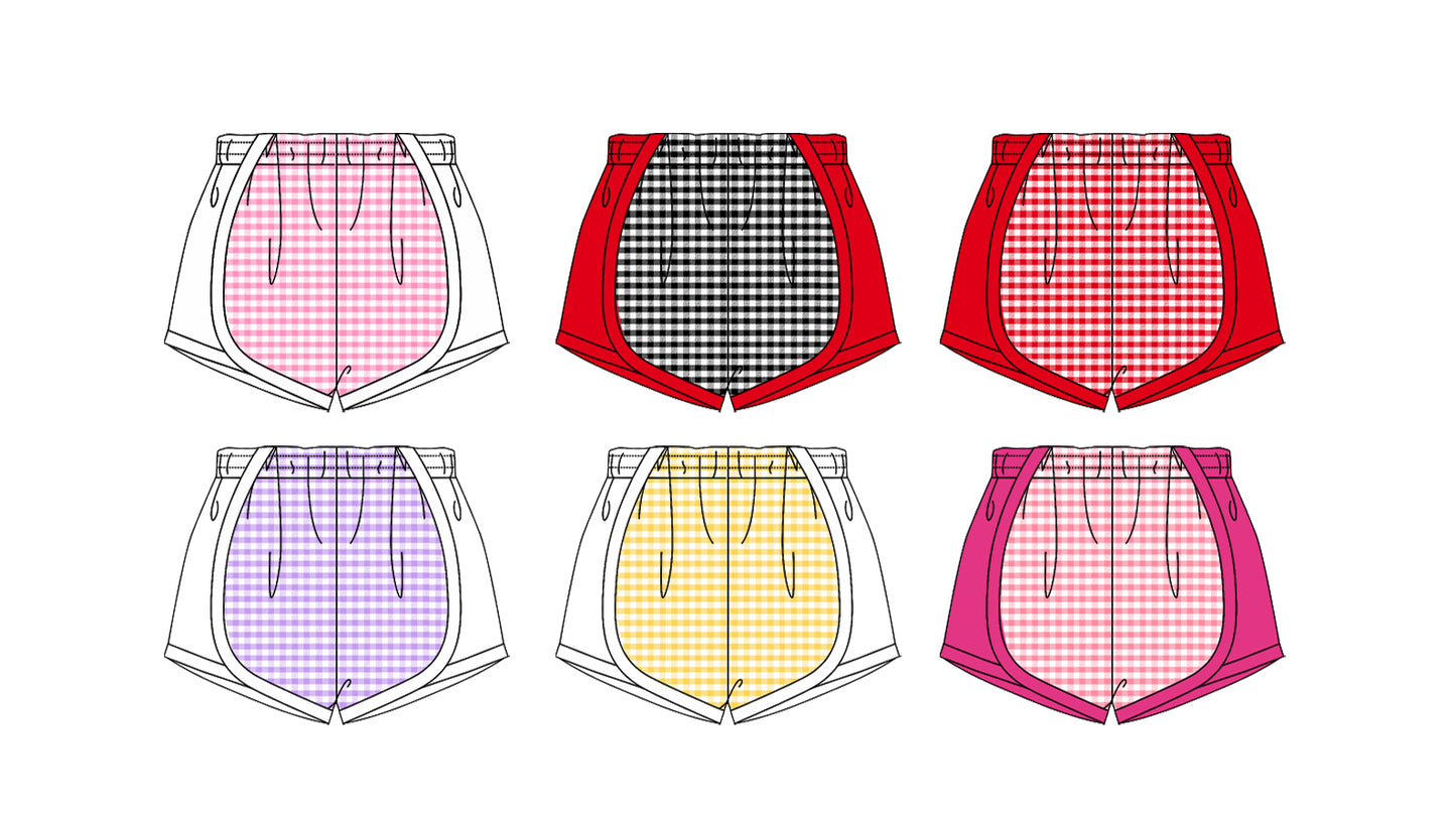 pre order Kids Girls Pink Plaid Summer Shorts White Checkered Children's Clothing for Girls