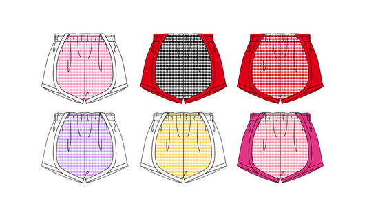 pre order Kids Girls Pink Plaid Summer Shorts White Checkered Children's Clothing for Girls