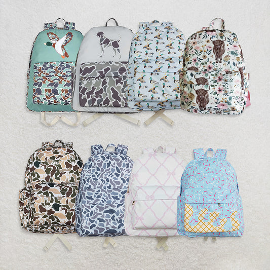 USA Warehouse (IN STOCK)  Highland Cow Camo Kids Girls Backpack for Back to School Turkey Deer Dog Hunting Theme Kids' Bag
