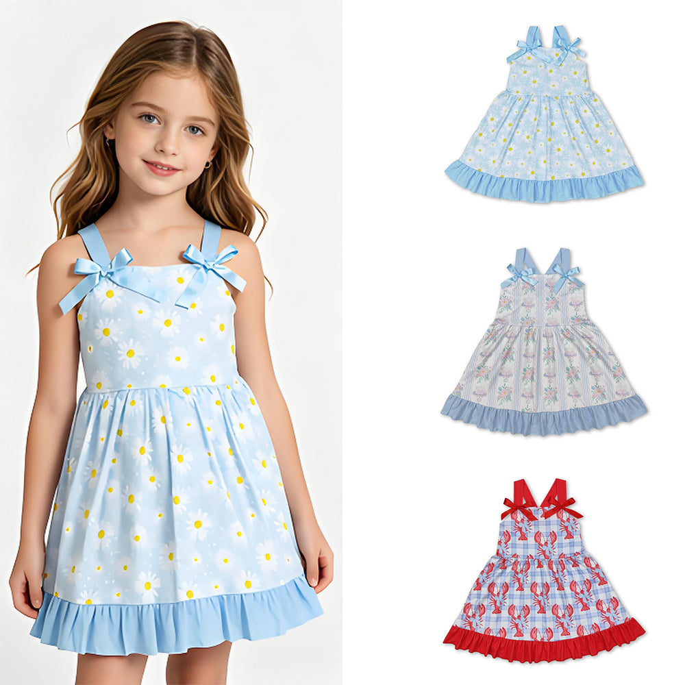 RTS Sibling Light blue daisy baby girls spring summer dresses