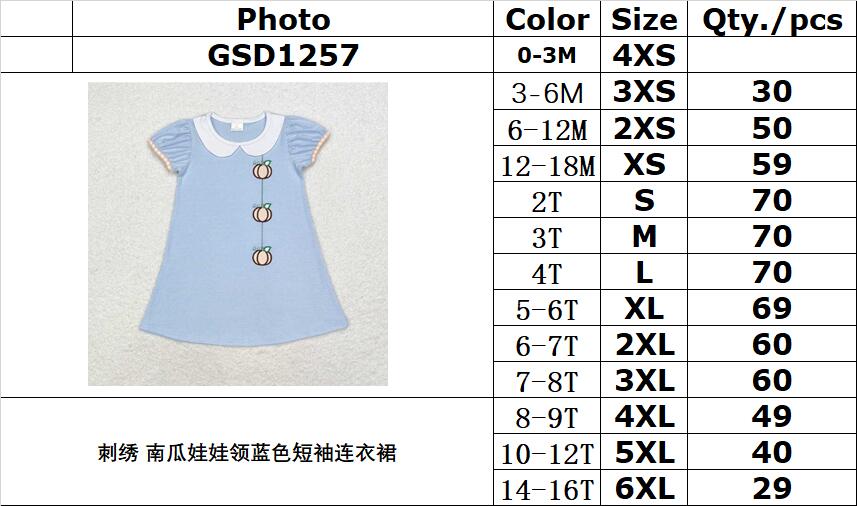 RTS no moq GSD1257 Baby girl  autumn clothes short sleeves top kids dress