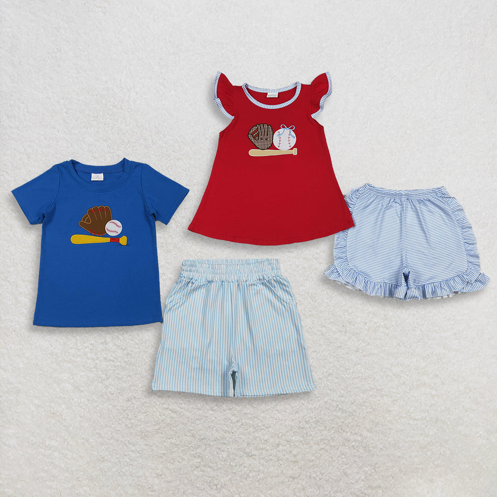 4.3 RTS Sibling Short sleeves baseball top stripe shorts kids boys girls outfits