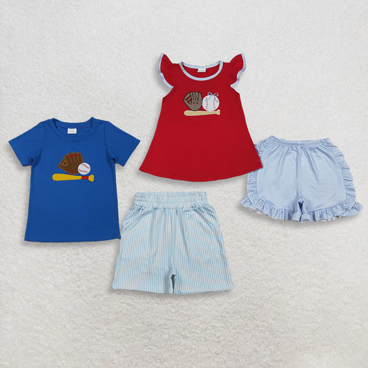 4.3 RTS Sibling Short sleeves baseball top stripe shorts kids boys girls outfits