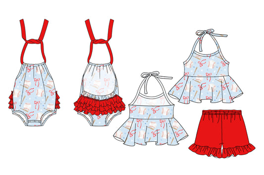Kids Girls Baseball Halter Top Ruffle Shorts Outfit Set Cute Sportswear for Little Girls