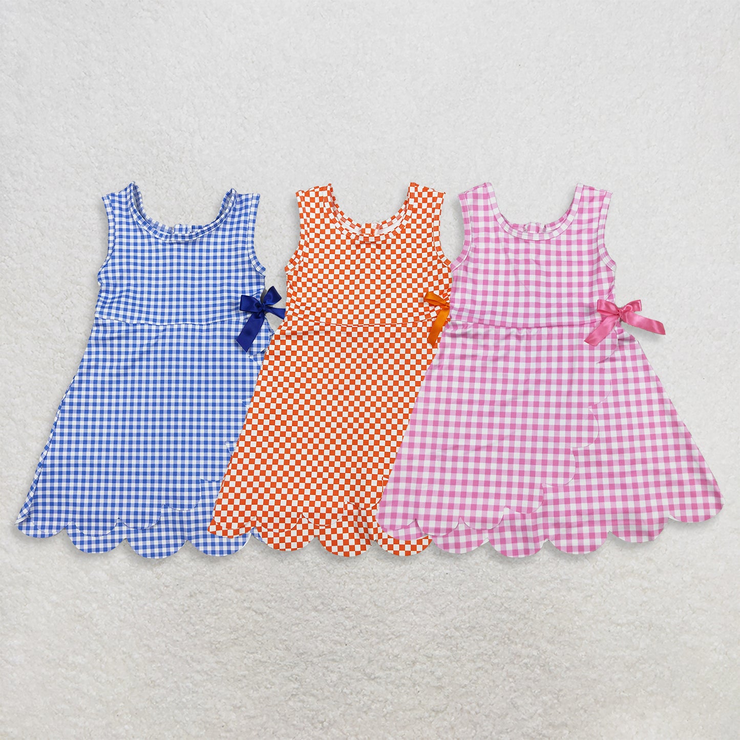 RTS Sibling Sleeveles plaid scallop kids girls athletic dress