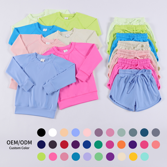 pre order  Kids Girls Long Sleeve Green Active Wear Yoga Top - Flexible Comfortable Design for Children's Yoga Practice