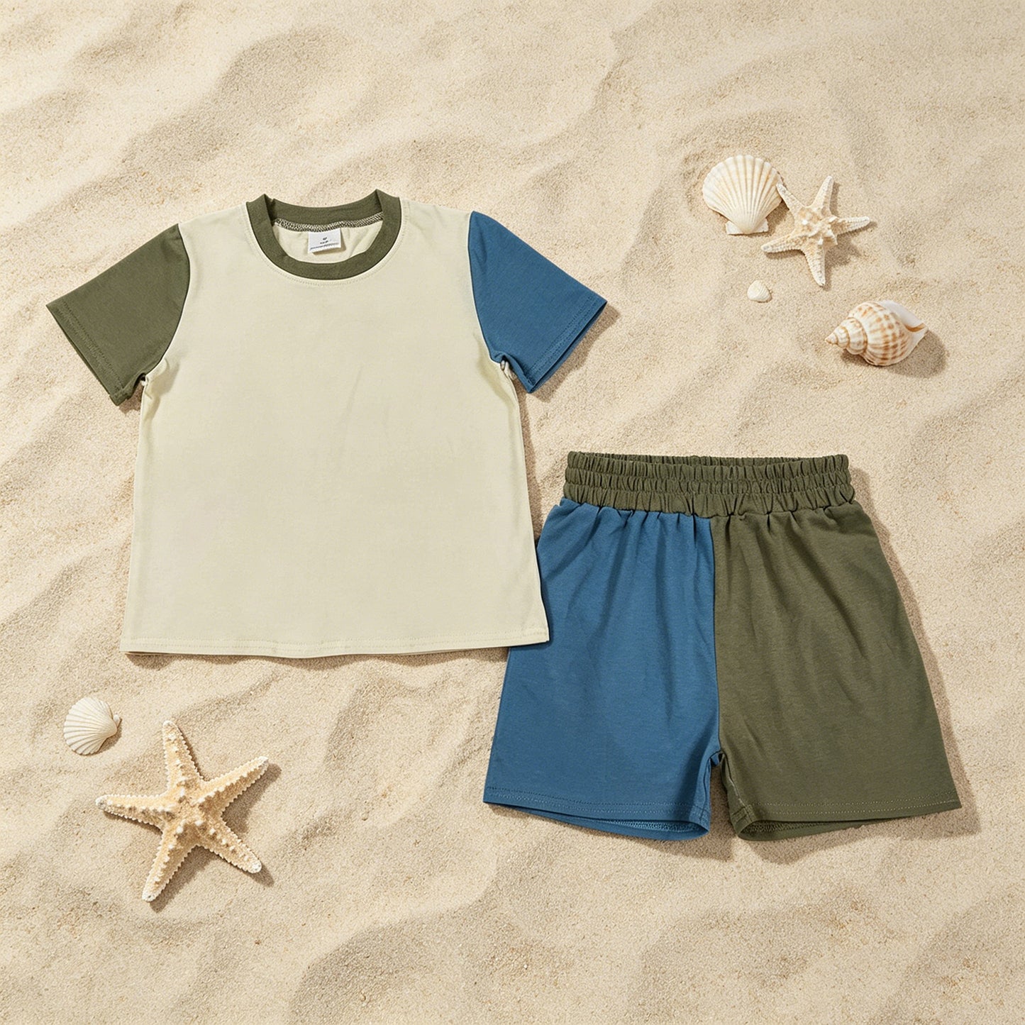 BSSO1976 RTS NO MOQ （In stock ）Cotton short sleeves top shorts kids boys summer outfits