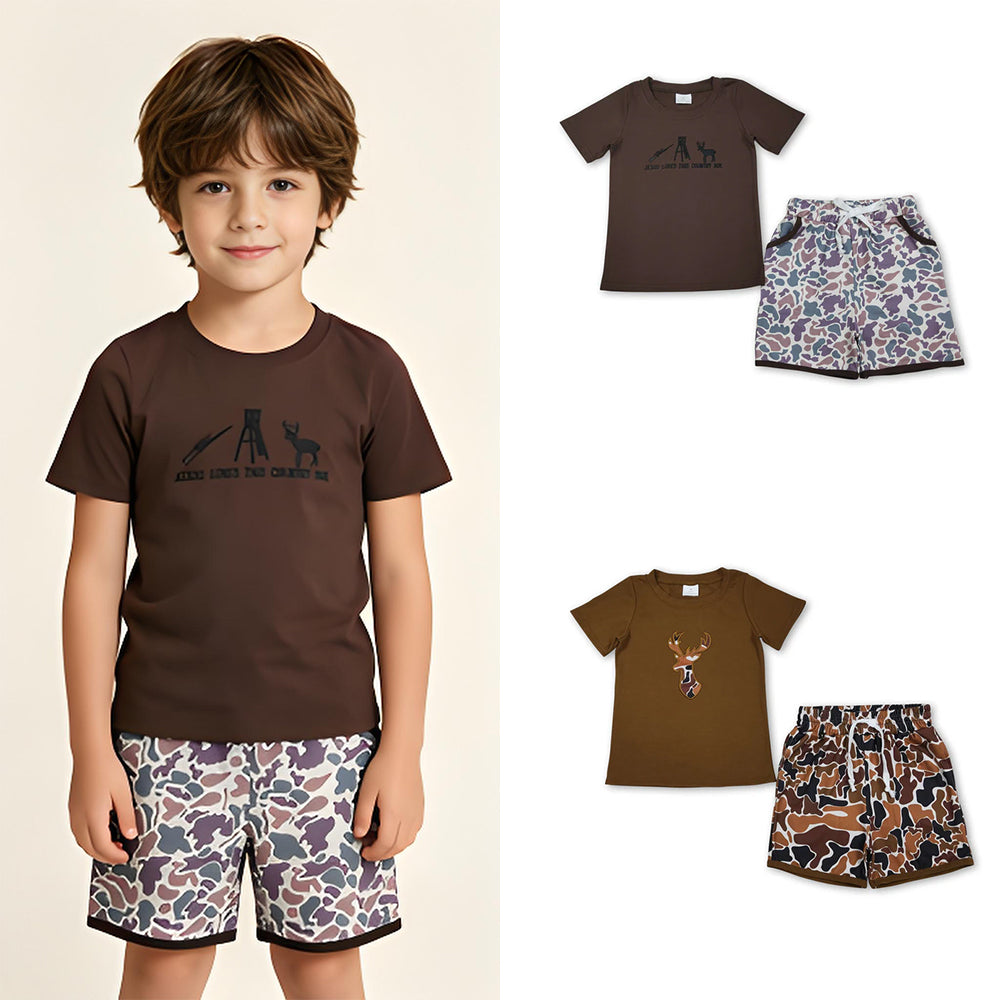 RTS Sibling Short sleeves top camo shorts toddler boys outfits