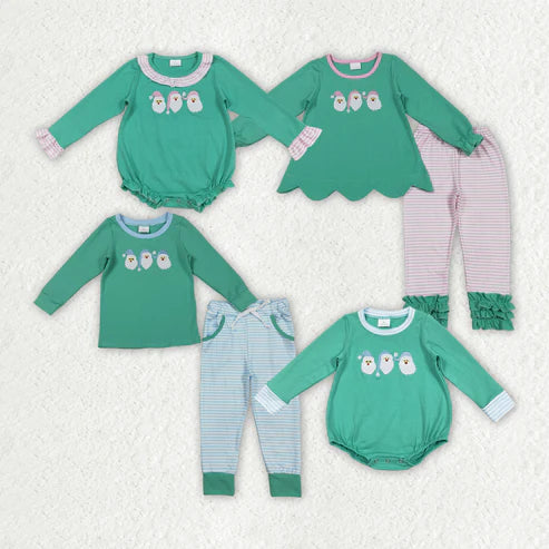 9.24 RTS Sibling Embroidery Santa Baby Kids Long Sleeves Christmas Clothes Sets Rompers