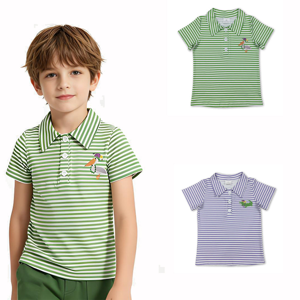 RTS Sibling Short sleeves stripe pelican kids boys polo shirt