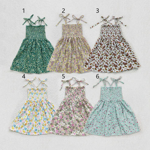 11.8 RST Sibling Baby Girls Strap Colorful Floral Print Knee Length Dresses