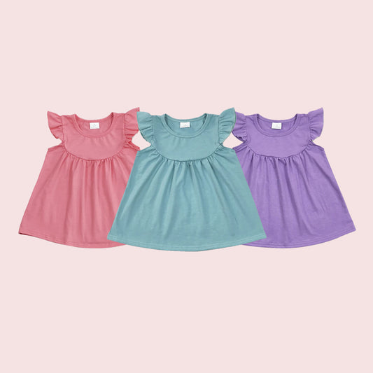 RTS Sibling flutter sleeves cotton baby girls shirt