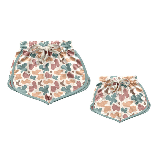 Adults women and  Baby Girls Green Camouflage Summer Shorts Bottoms Preorder SS0398+ SS0400
