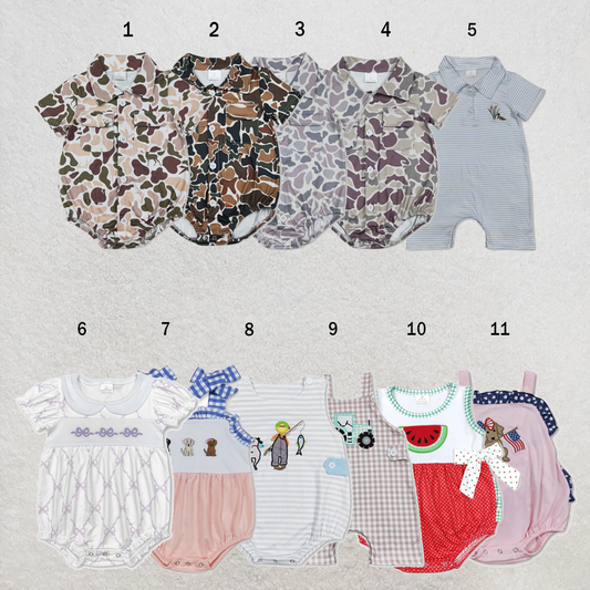 USA Warehouse (IN STOCK) Sibling Summer Baby Boy and Girl Printed Rompers Collection