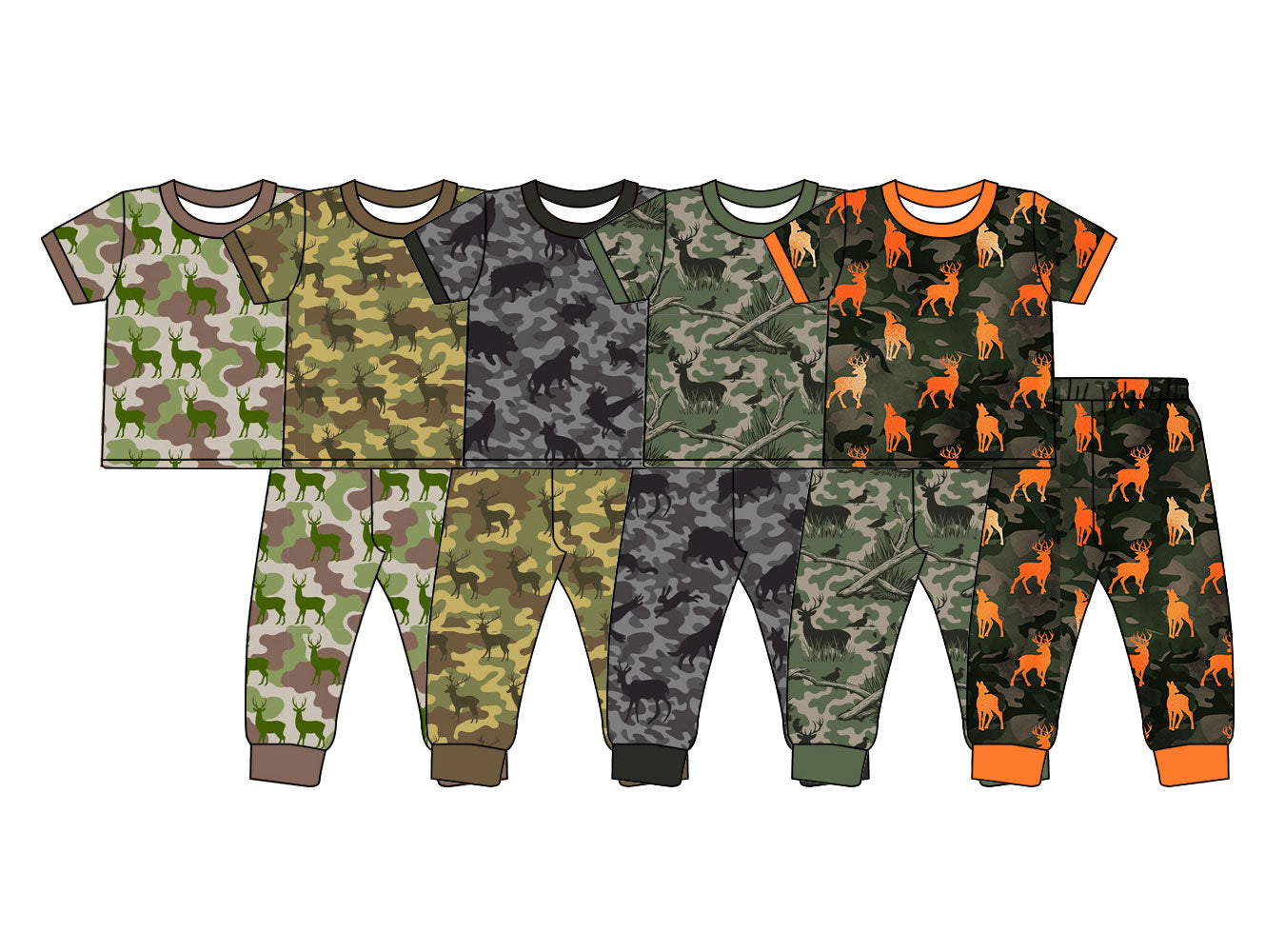 4.18 Pre order No Moq Baby Boys Southern Camo Deer Top Pant Hunting Clothes Sets