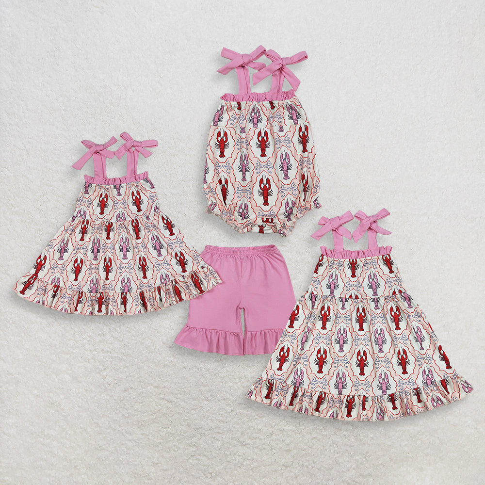 RTS Sibling Adjustable straps crawfish tunic shorts girls outfits girls dress and romper