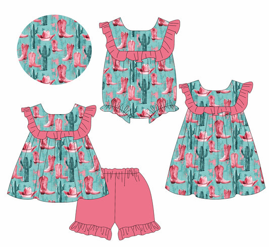 Boots cactus ruffle tunic shorts western girls clothes