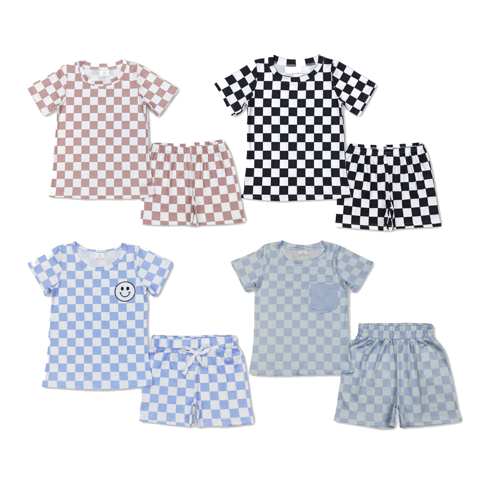 RTS Sibling Short sleeves plaid top shorts boys outfits