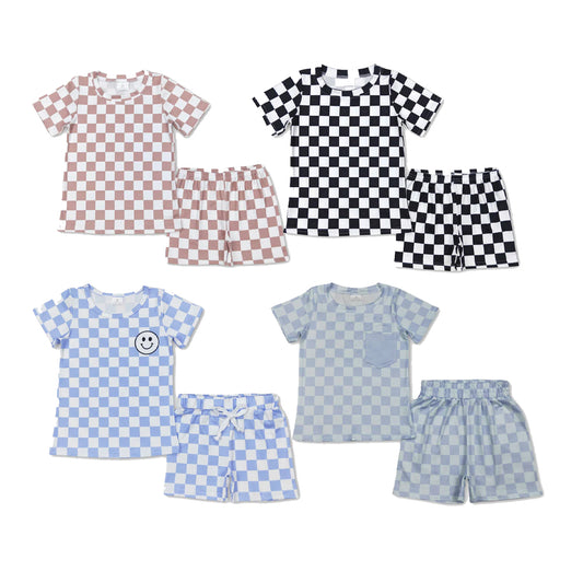 RTS Sibling Short sleeves plaid top shorts boys outfits