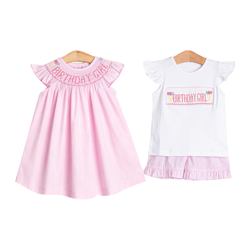 4.29 Pre order No Moq Baby Girls Cute Pink Flutter Sleeve Top Ruffle Shorts Set Pink Knee Length Dresses