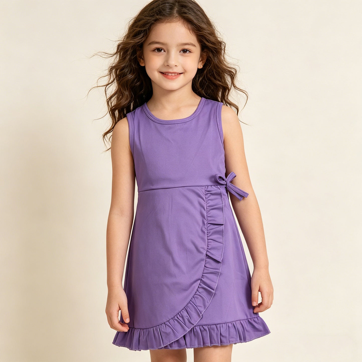 GSD3771 RTS NO MOQ （In stock ）Sleeveless lavender top floral skirt girls active wear set