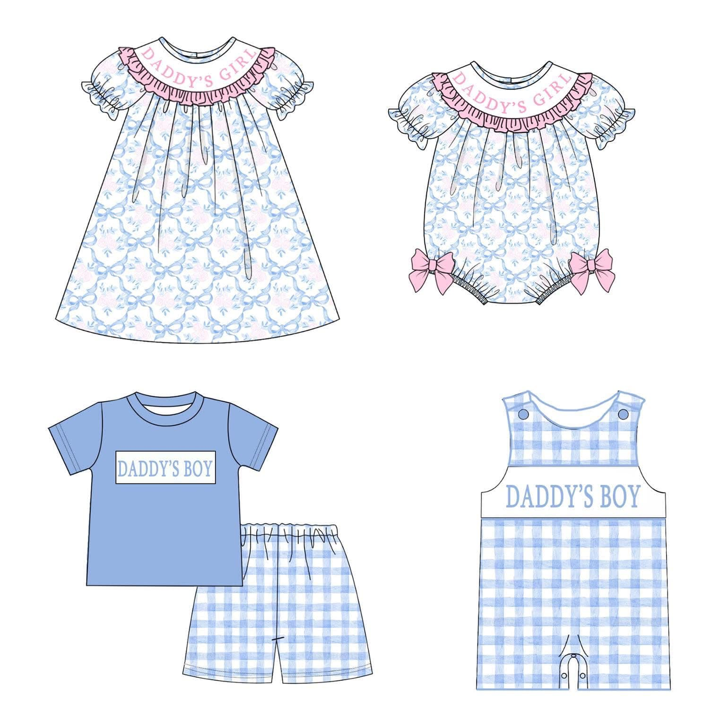 Light Blue Plaid Shorts 'Daddy's Boy' Print Boys Clothing Summer Casual Kids Fashion