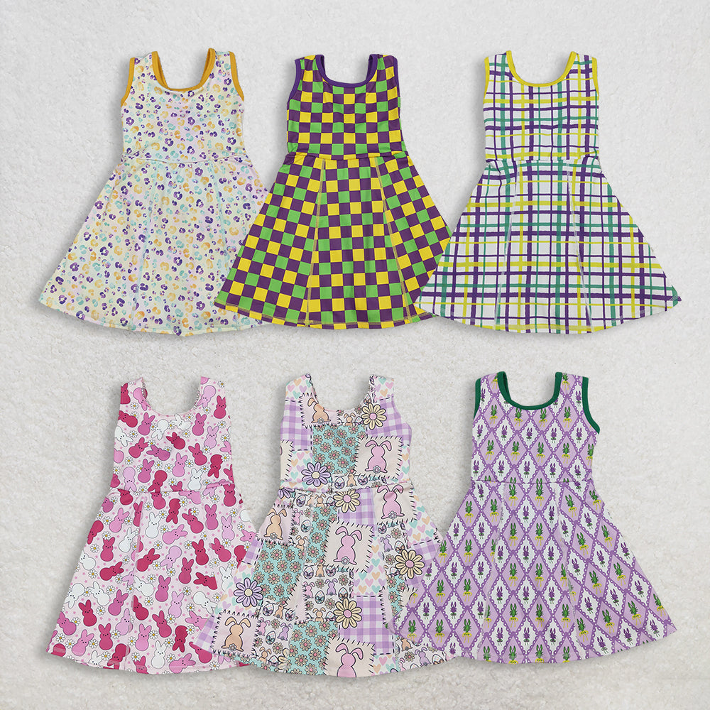 3.2 RST Clothes Sibling Summer Baby Girls Sleeveless Mardigras Yoga Active Shorts Knee Length Dresses