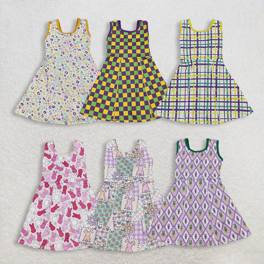 3.2 RST Clothes Sibling Summer Baby Girls Sleeveless Mardigras Yoga Active Shorts Knee Length Dresses