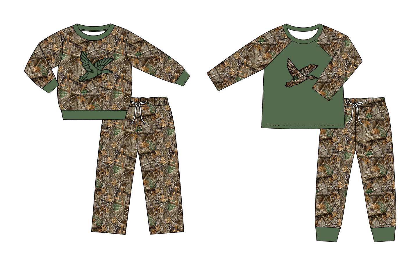 5.8 Pre order No Moq Baby Boys Hunting Camo Duck Long Sleeve Top Pants Set