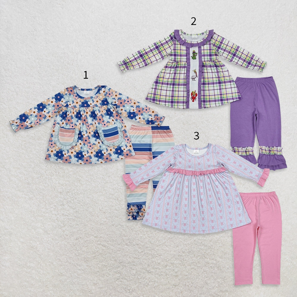 10.17 RTS Sibling Baby Girls Long Sleeve Top Tunic Ruffle Pants Clothes Sets