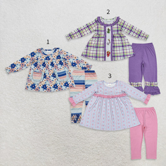 10.17 RTS Sibling Baby Girls Long Sleeve Top Tunic Ruffle Pants Clothes Sets