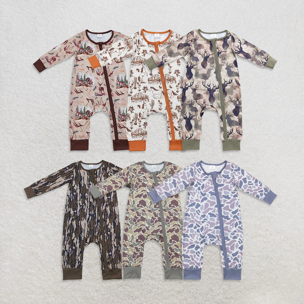 USA Warehouse (IN STOCK) Camouflage Long Sleeve Baby Kids Zipper Romper for Infants Boys Girls Comfortable Soft Rompers for Toddlers