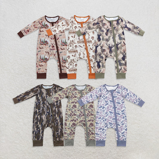 USA Warehouse (IN STOCK) Camouflage Long Sleeve Baby Kids Zipper Romper for Infants Boys Girls Comfortable Soft Rompers for Toddlers