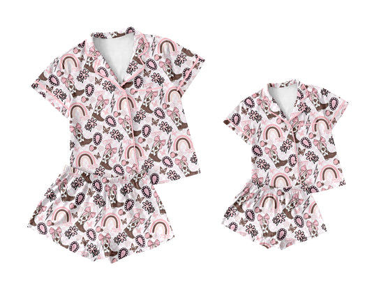4.11 Pre order baby girl clothes short sleeve shorts sets and adult sets