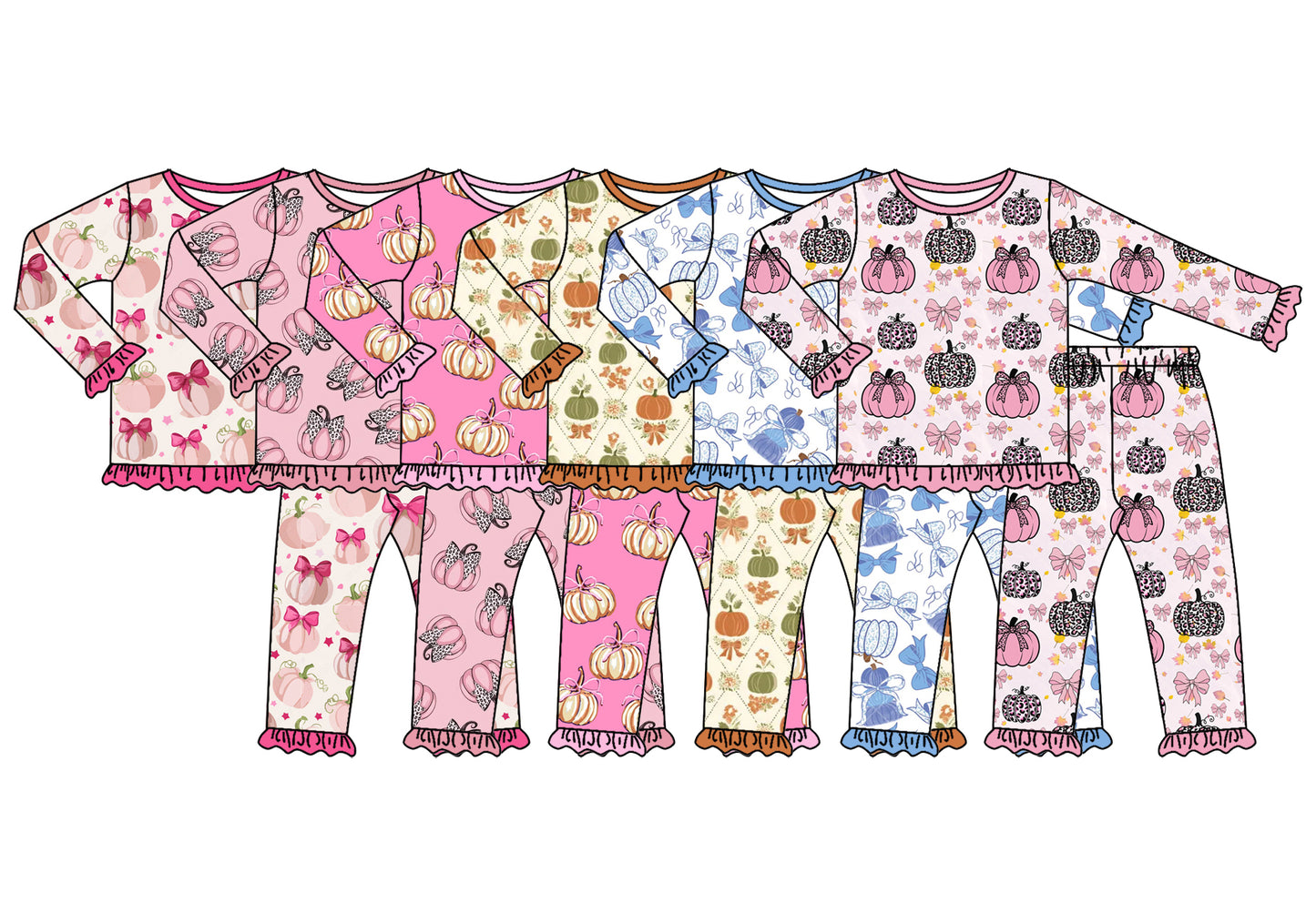 4.28 Pre order No Moq Baby Girls Casual Fall Clothing Set Pumpkin Top Pants Pajamas Set