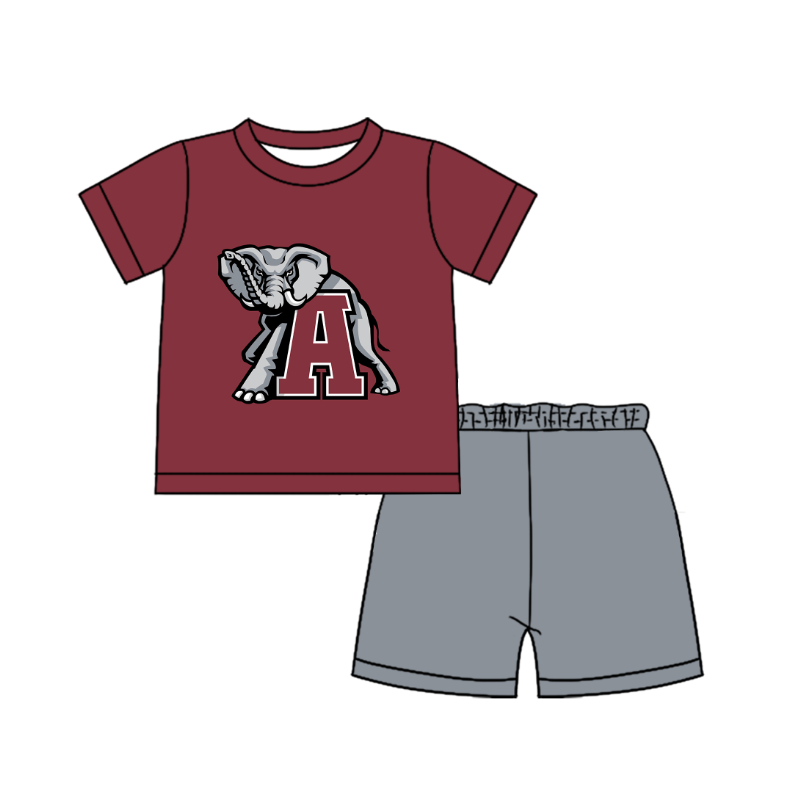 CUSTOM MOQ 5  Cute Comfortable Clothing For Boys Baby Boys Summer Red A Top Shorts Clothes Sets