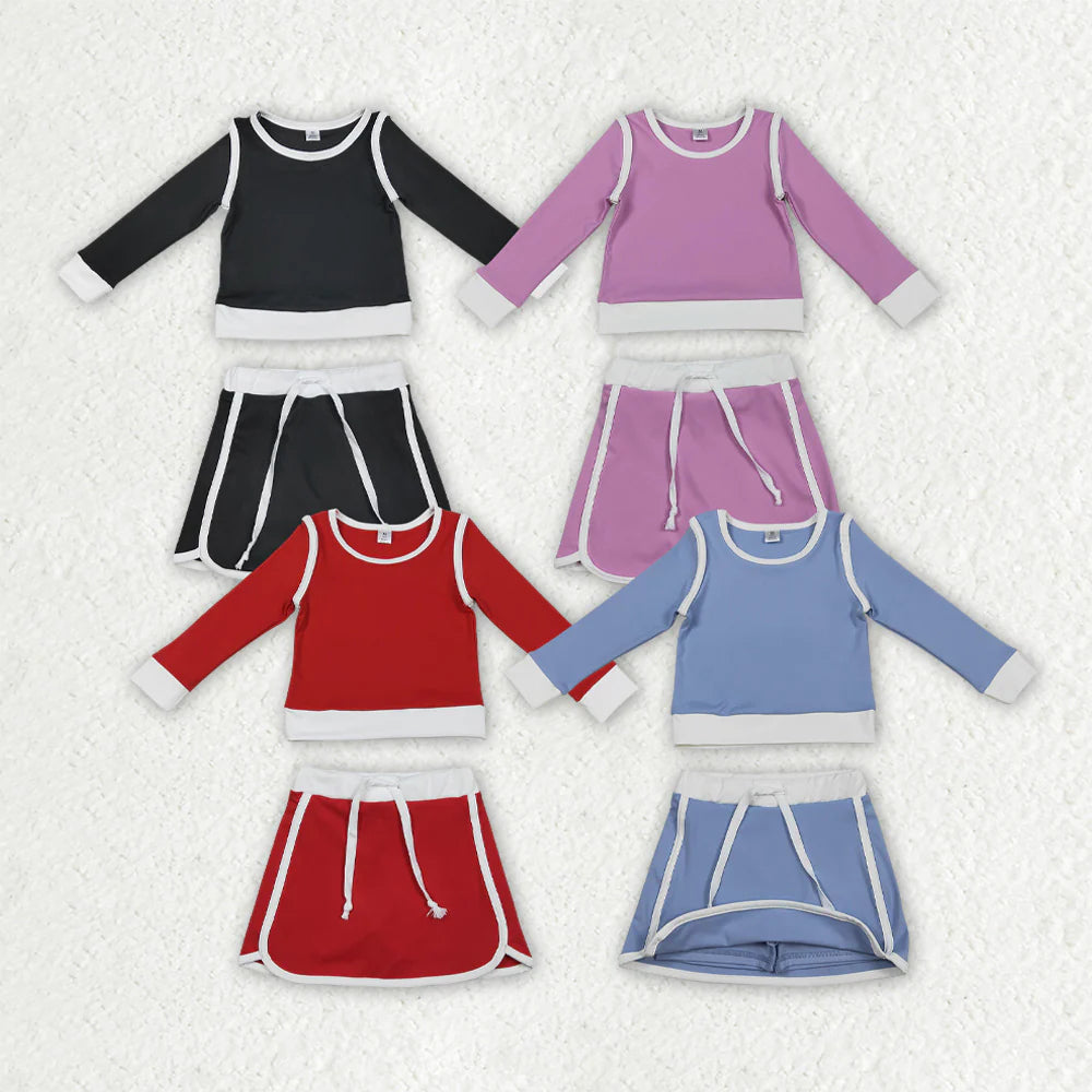 2.6 RTS Sibling Baby Girls Long Sleeve Top Skirt Shorts Yoga Active Clothes Sets