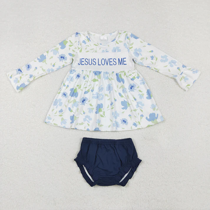 Baby Girls Boys Jesus Loves Me Rompers Flowers Clothes Sets