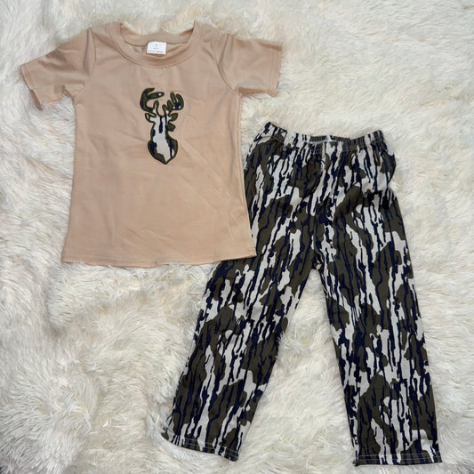 11.4 RST BSPO0582 Embroidery Camo Deer Baby Boys Top Flare Pant Hunting Set