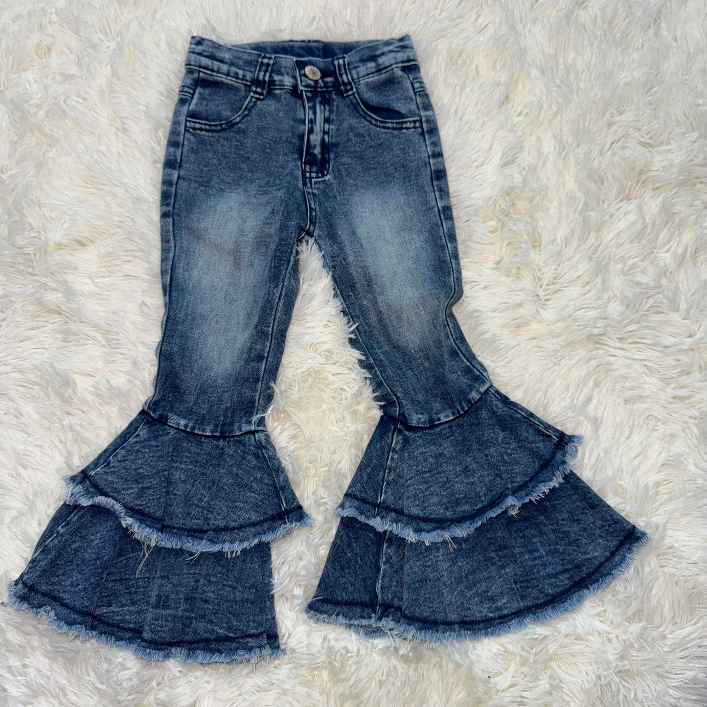 11.3 RST C5-15 Baby Girls Washed Blue ruffle denim jeans