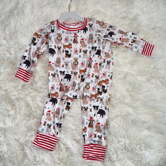 11.18 RST GLP2193 Baby Girls Hats Dogs Holly Top Pants Christmas Pajamas Sets