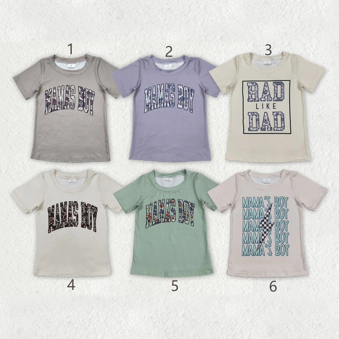 12.20 RST Sibling Baby Boys Short Sleeves Camo Mama's Boy Tee Shirts Tops