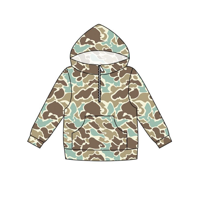 BT1850 Pre order No Moq No Moq Boys Fashion Camo Long Sleeve Zipper Pocket Hoodie