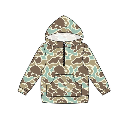 BT1850 Pre order No Moq No Moq Boys Fashion Camo Long Sleeve Zipper Pocket Hoodie